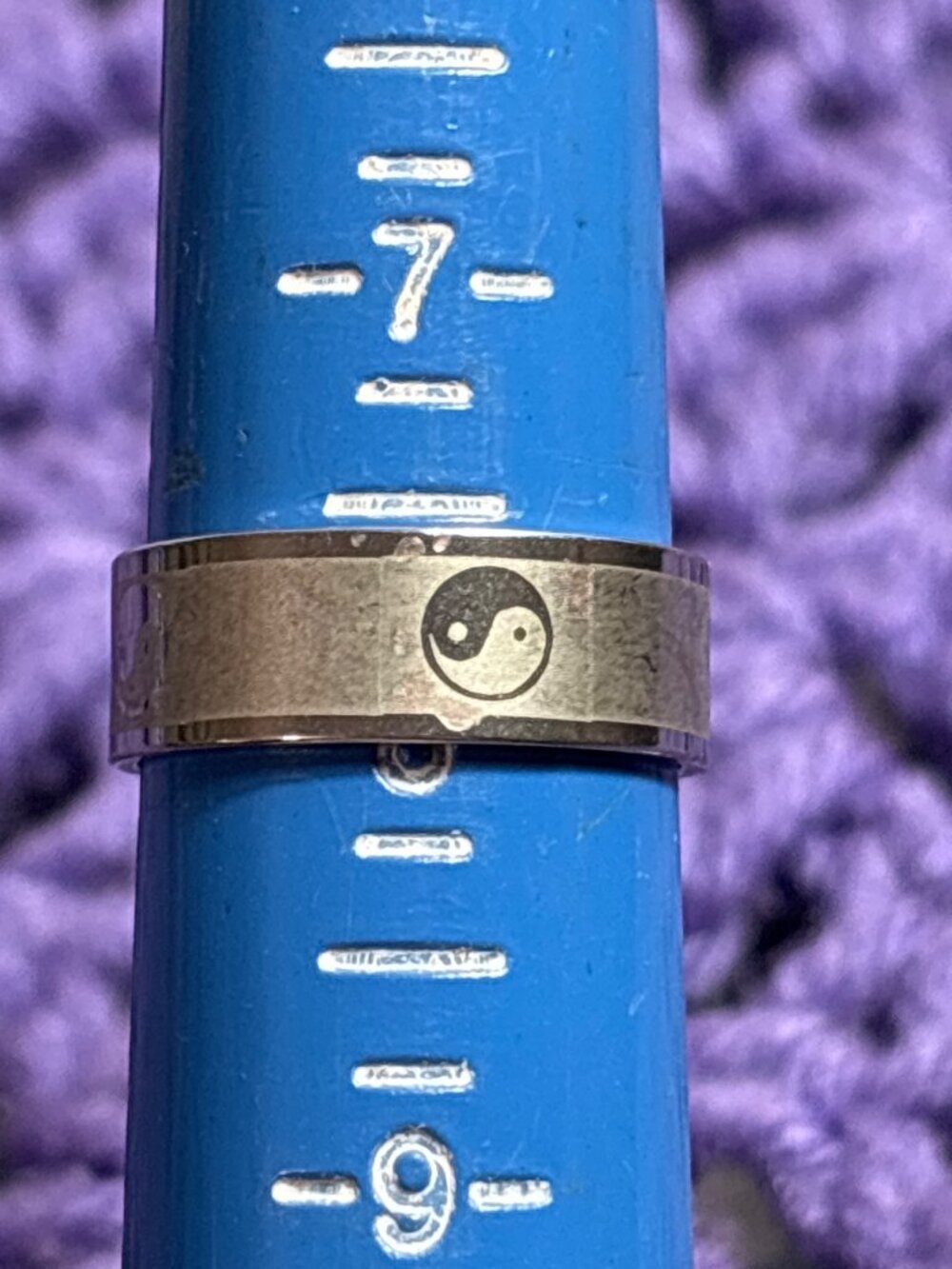 Silvertone Yin Yang Ring Size 7.75